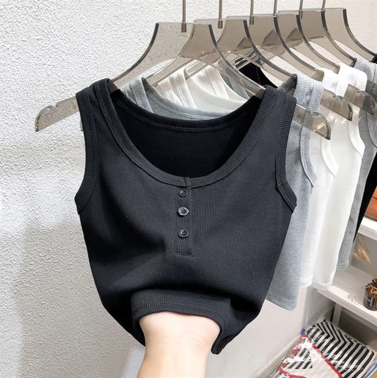 Ribbad knappnederdelad linne för kvinnor