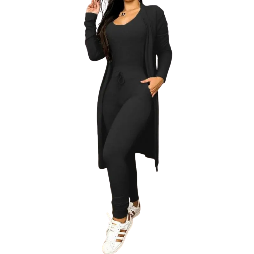 Dragsko Pocket Design Jumpsuit & Coat Set