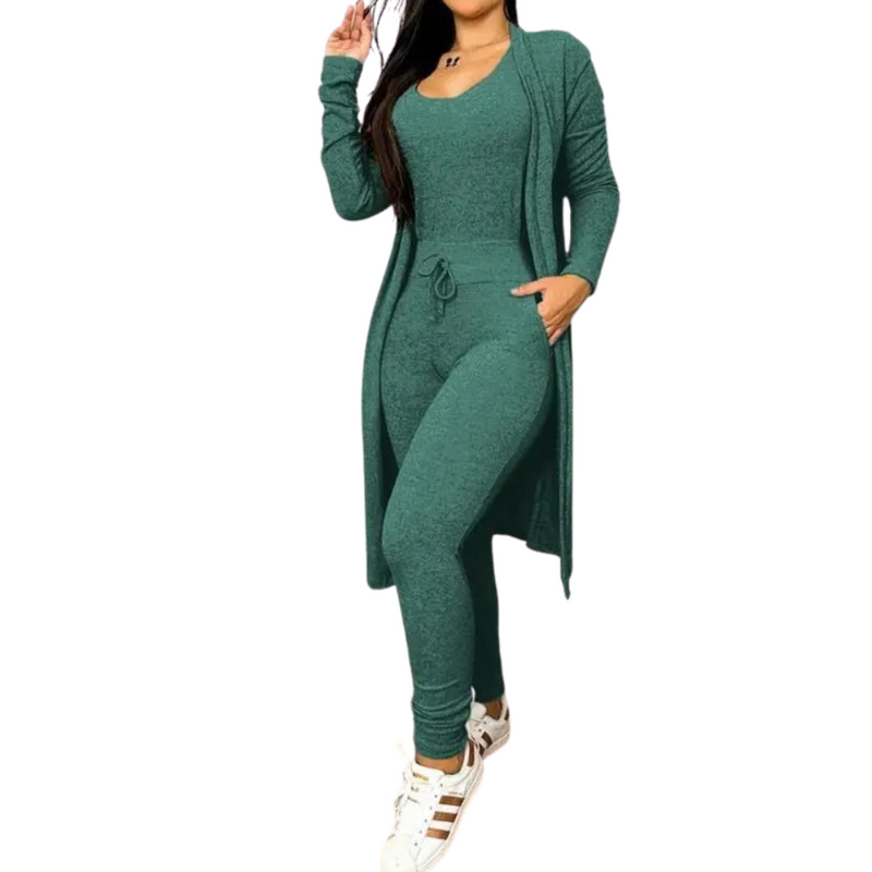 Dragsko Pocket Design Jumpsuit & Coat Set