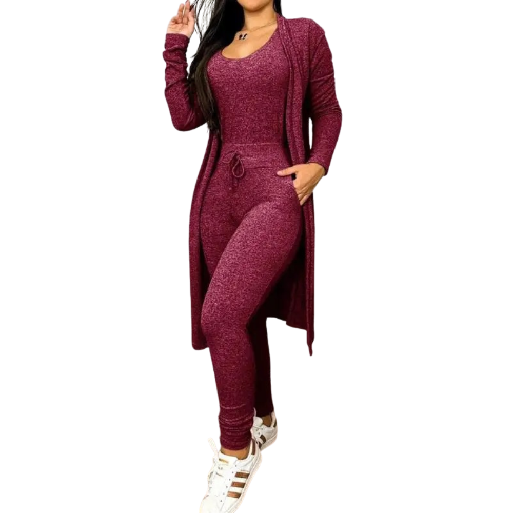 Dragsko Pocket Design Jumpsuit & Coat Set