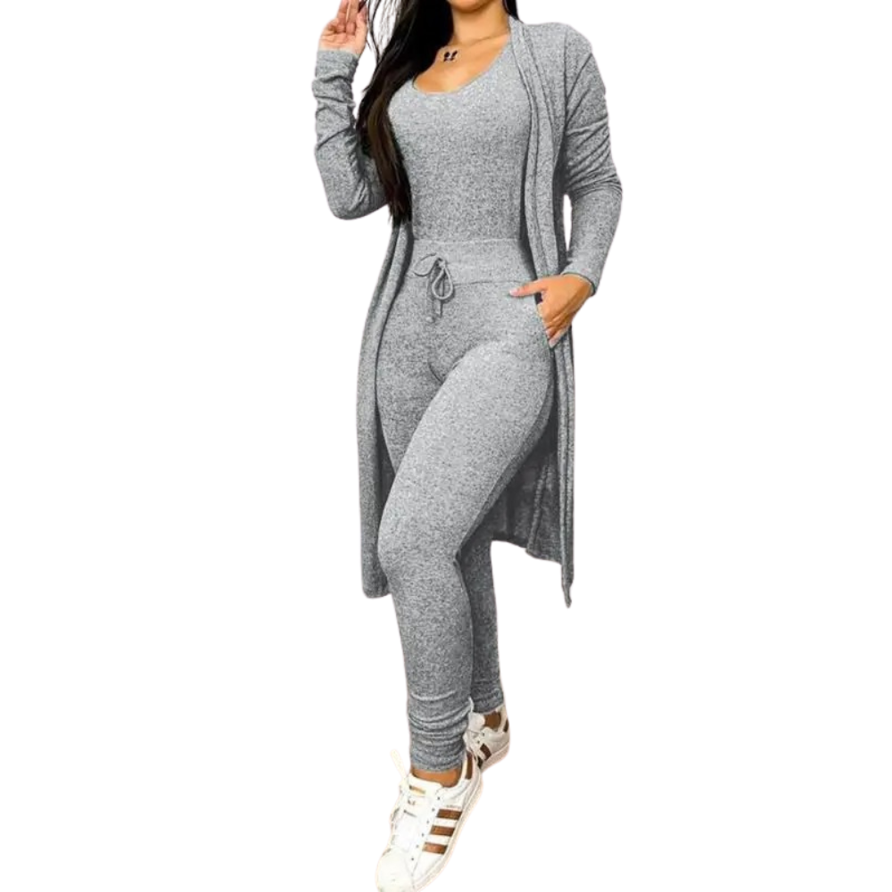 Dragsko Pocket Design Jumpsuit & Coat Set