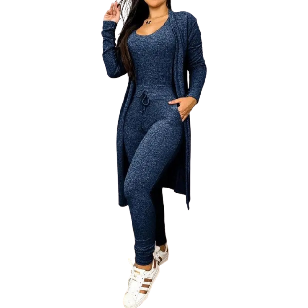 Dragsko Pocket Design Jumpsuit & Coat Set