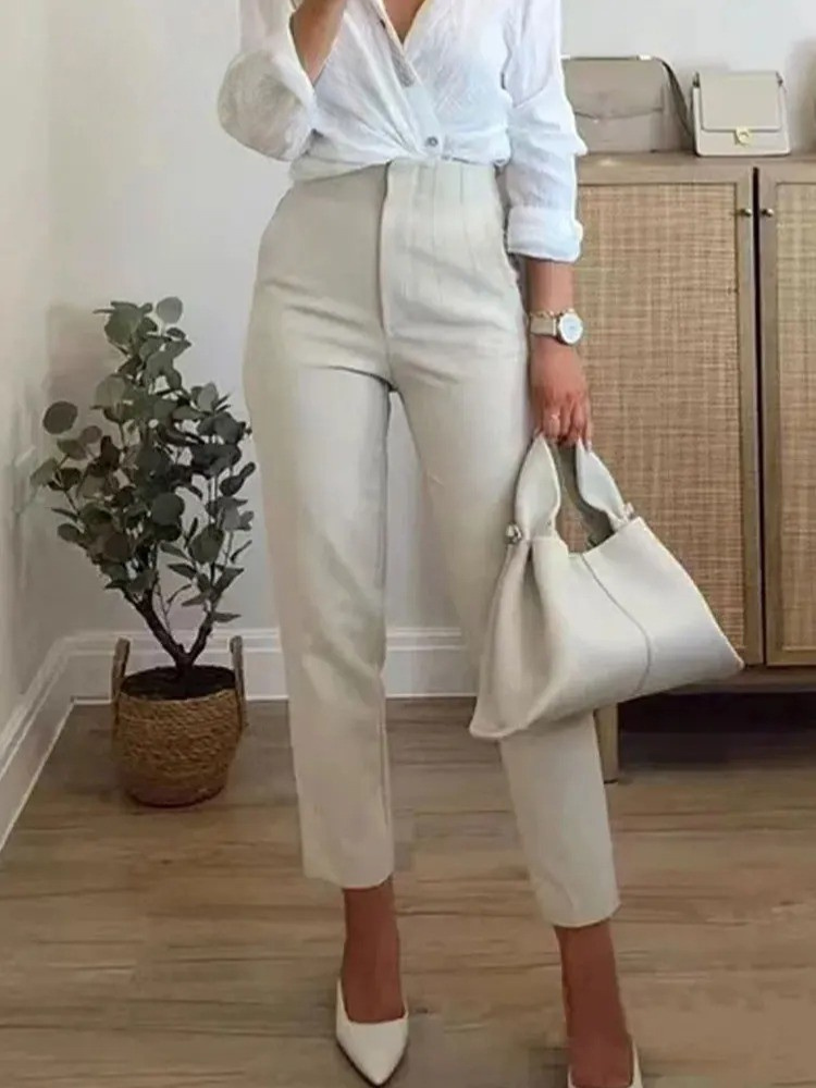 Pencilbyxor med hög midja för kvinnor