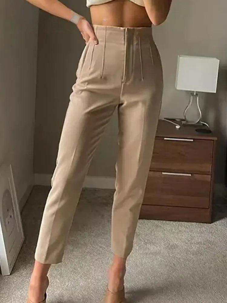 Pencilbyxor med hög midja för kvinnor