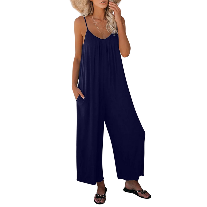 Damer med V-ringad Loose Fit Suspender Jumpsuit