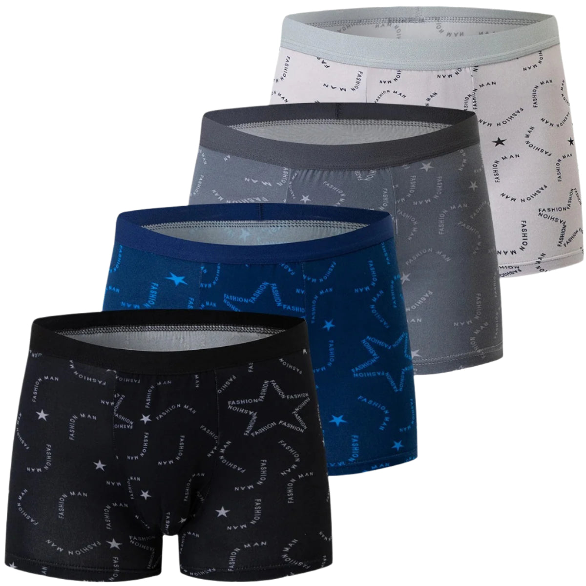 4-pack boxershorts med tryck för män