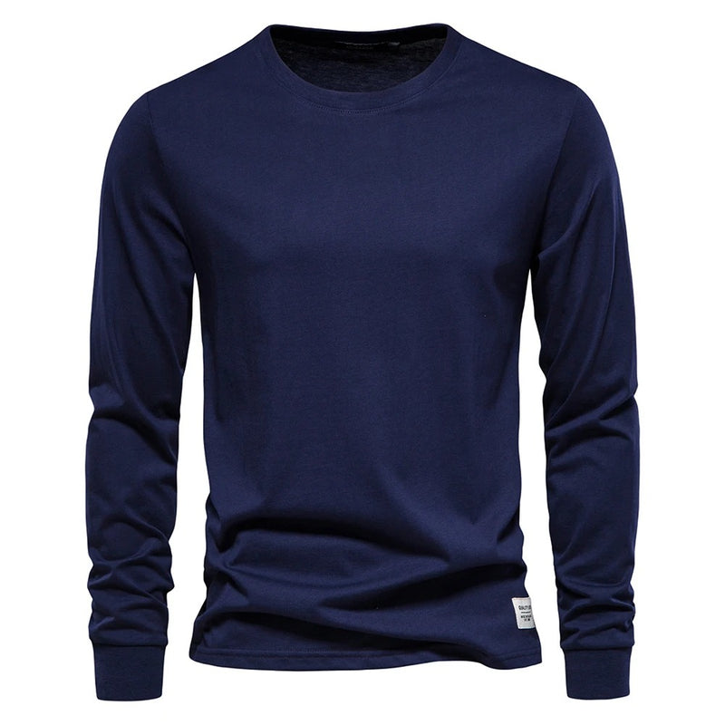 Enfärgad långärmad t-shirt för män