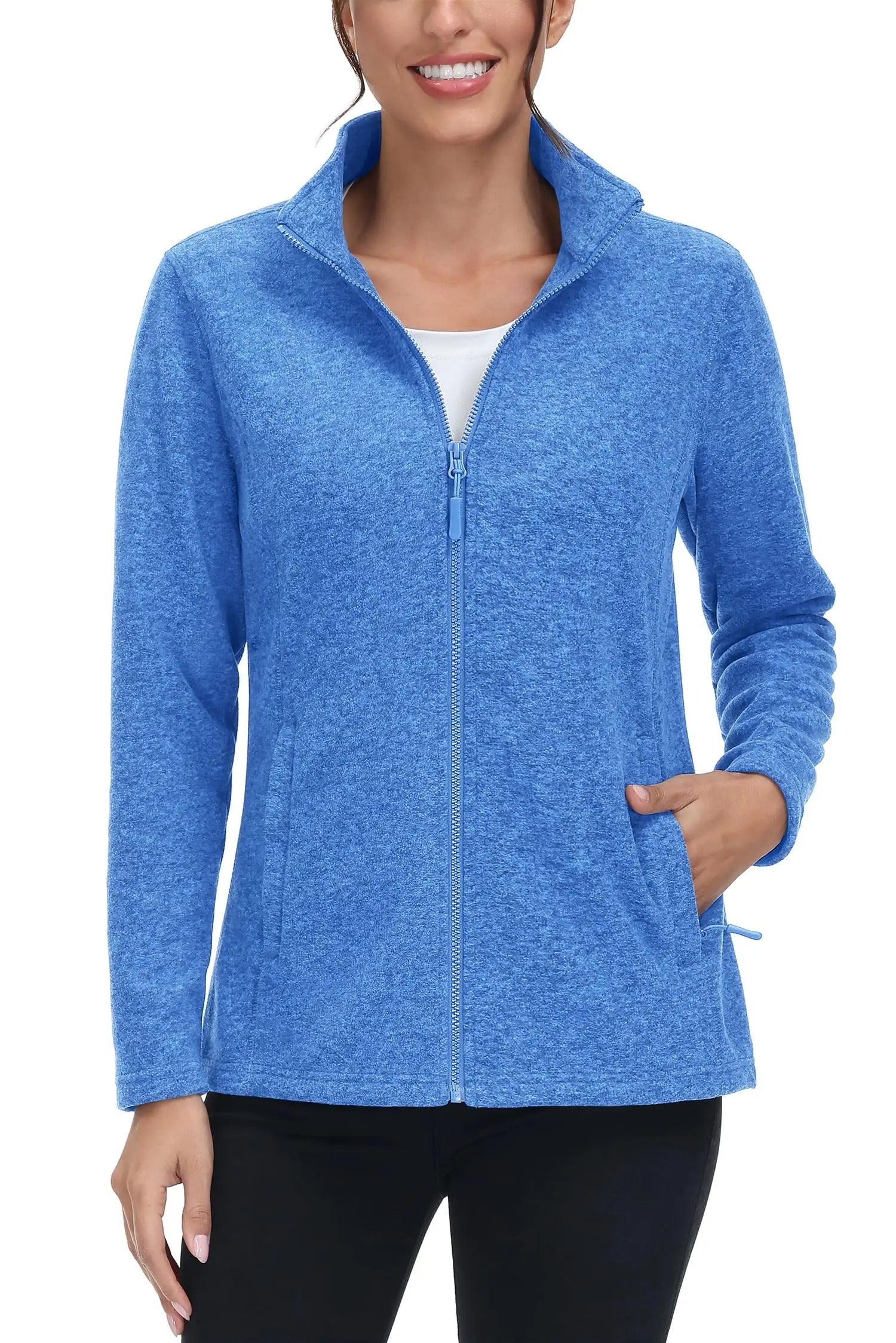 Lätt fleecejacka med full dragkedja för kvinnor