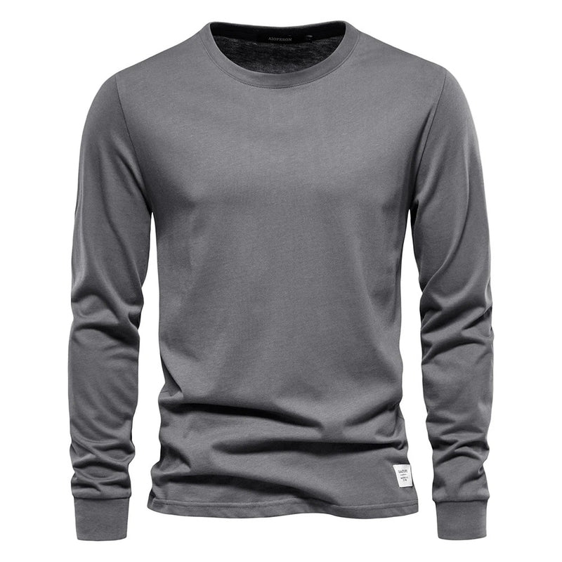 Enfärgad långärmad t-shirt för män