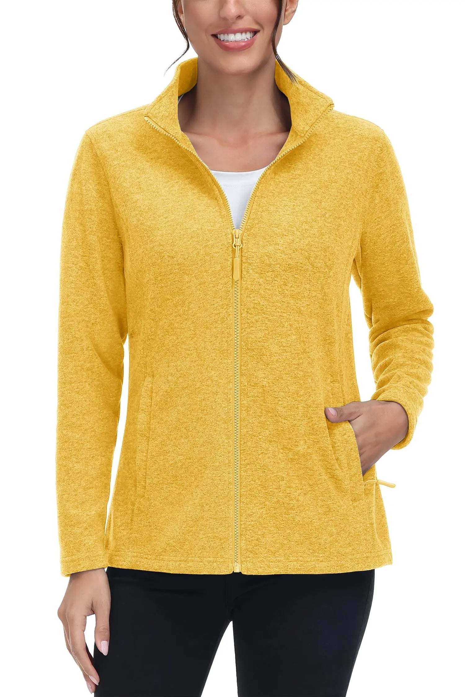 Lätt fleecejacka med full dragkedja för kvinnor