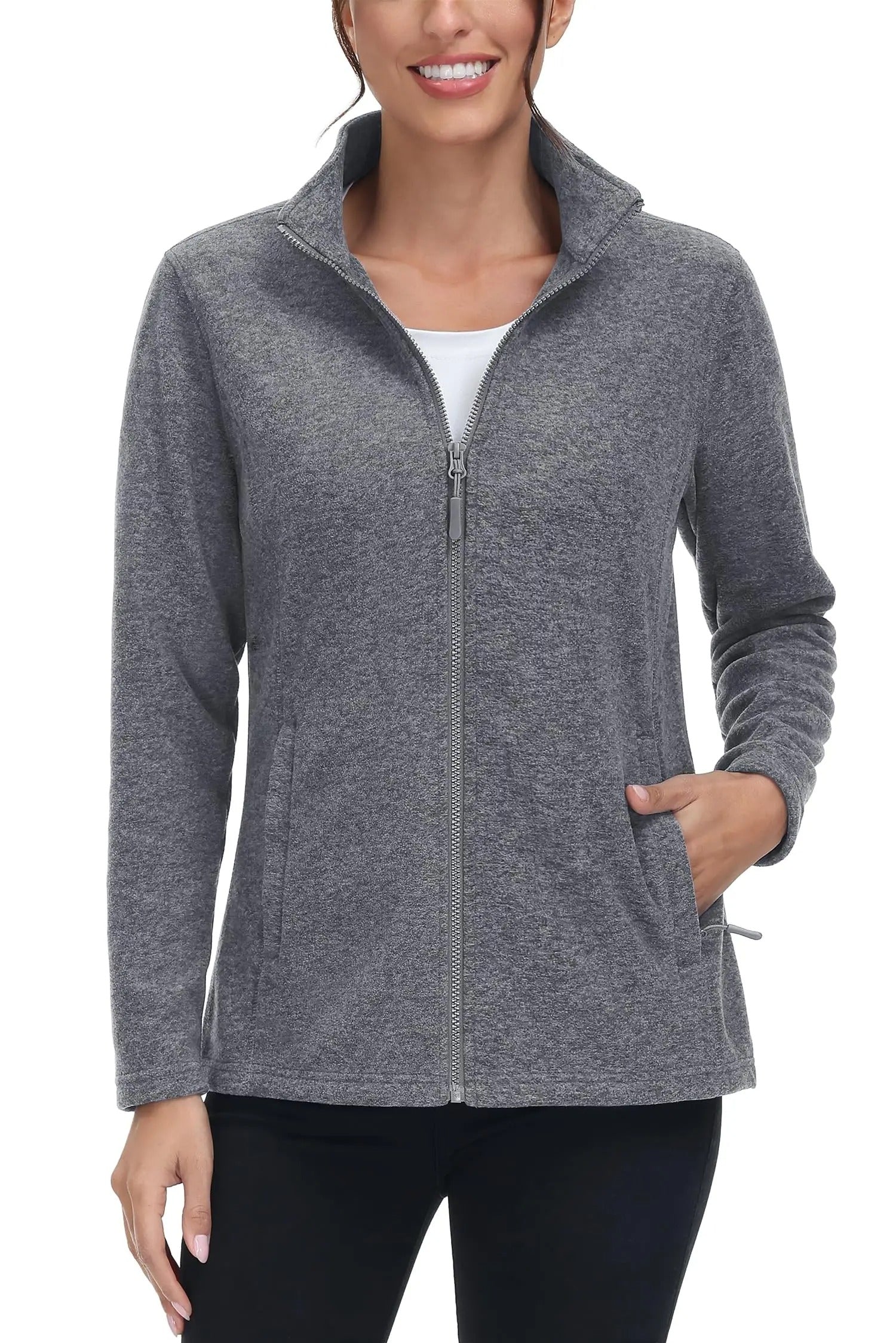 Lätt fleecejacka med full dragkedja för kvinnor