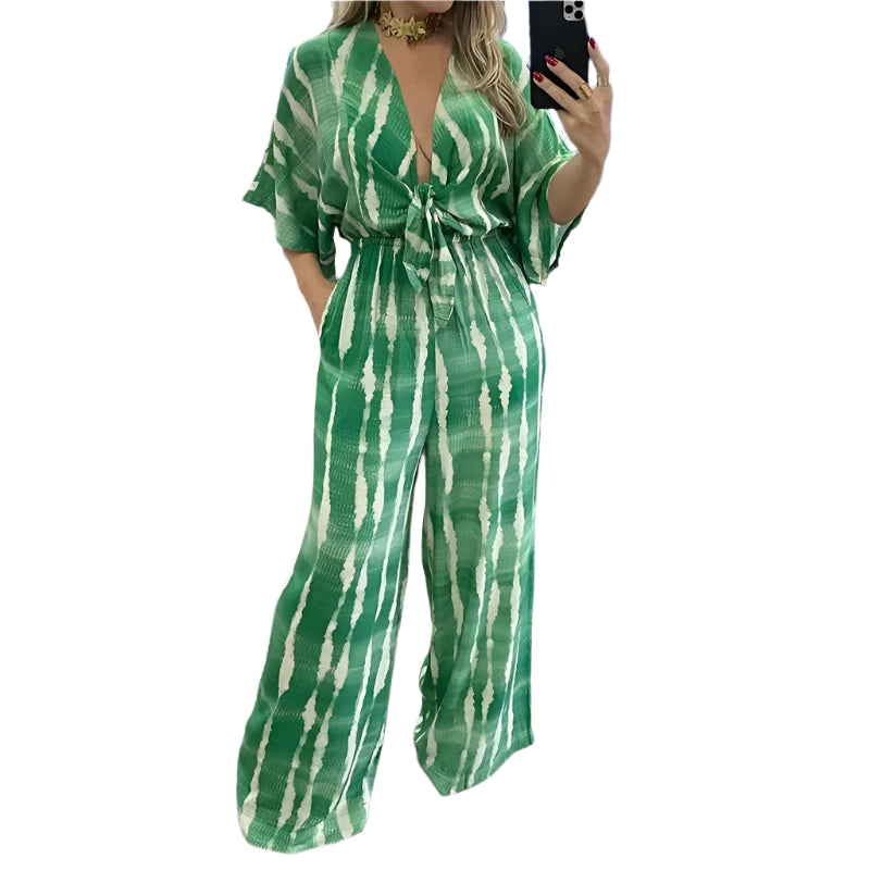 Dolmanärmad V-neckad jumpsuit för kvinnor