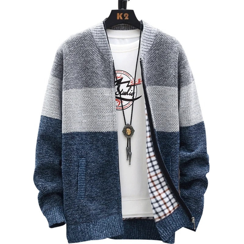 Fleece Cardigan med kontrasterande rand för män