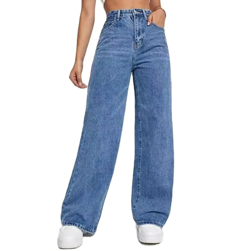 Jeans med vida ben i denim för kvinnor