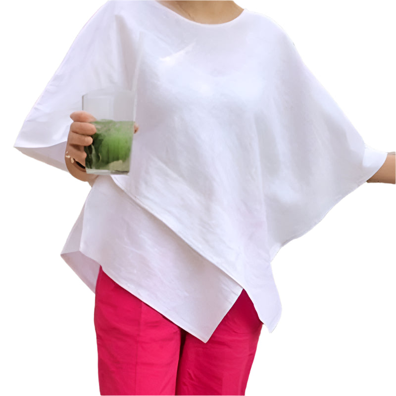 Asymmetrisk halvärmad blus för kvinnor