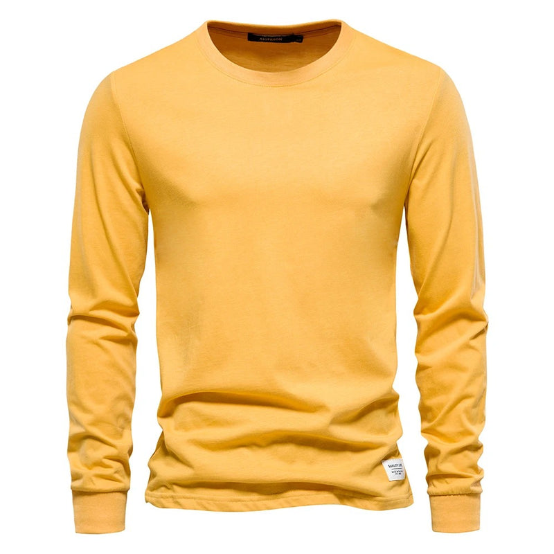 Enfärgad långärmad t-shirt för män