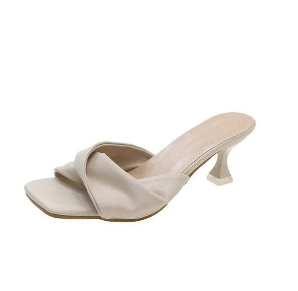 Kvinnors spetsiga tå högklackade mulor