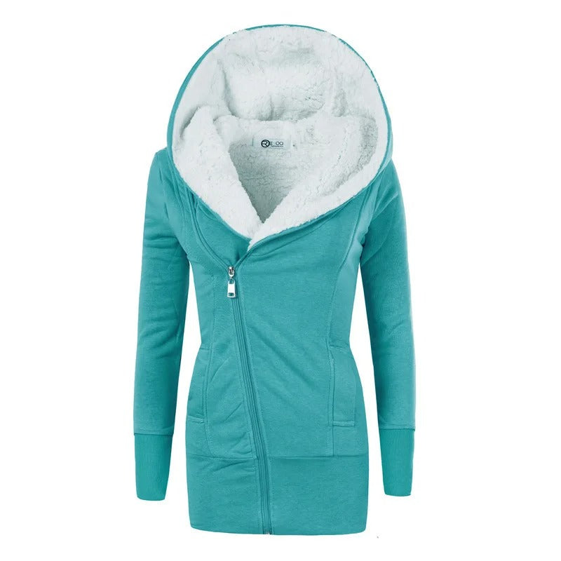 Fleece Cardigan med huva för kvinnor