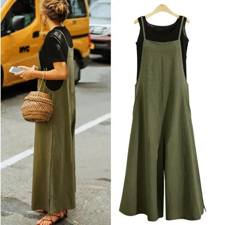 Jumpsuit för kvinnor ärmlös lös jumpsuit