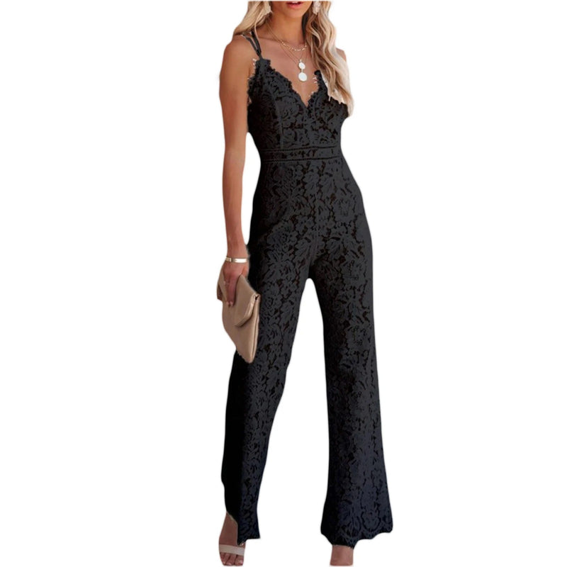 Blommig jumpsuit i spets för kvinnor