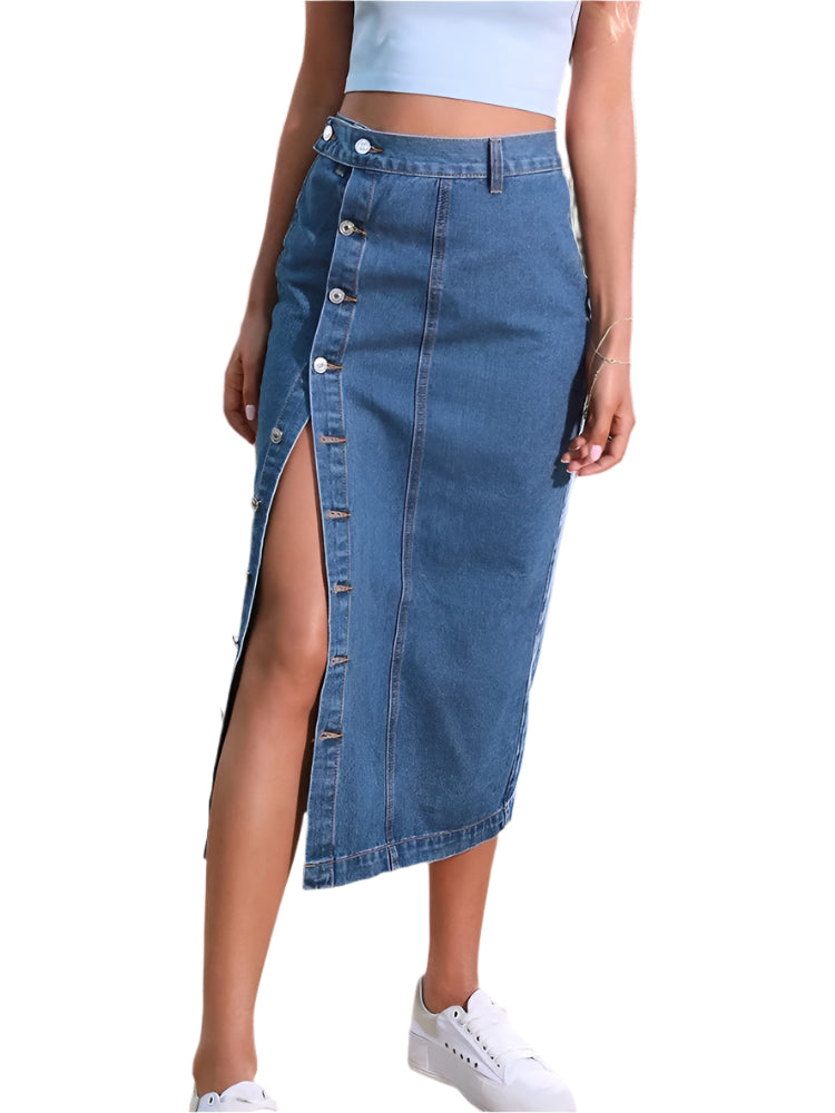Bodycon kjol i denim med hög midja för kvinnor