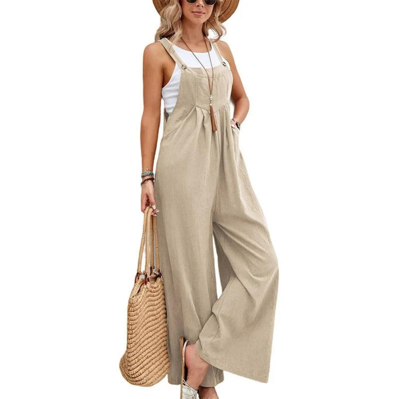 Baggy Bib Jumpsuit med vida ben för kvinnor