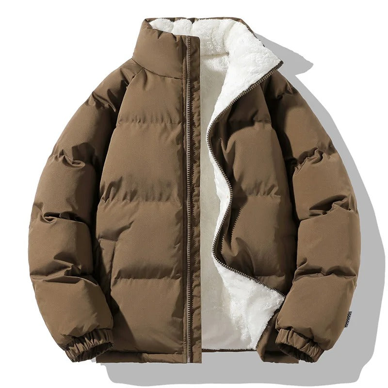 Jacka med ståkrage i tjock fleece för män