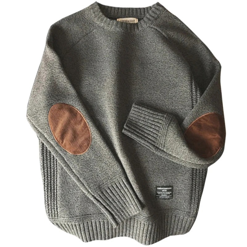 Oversized patchstickad tröja för män