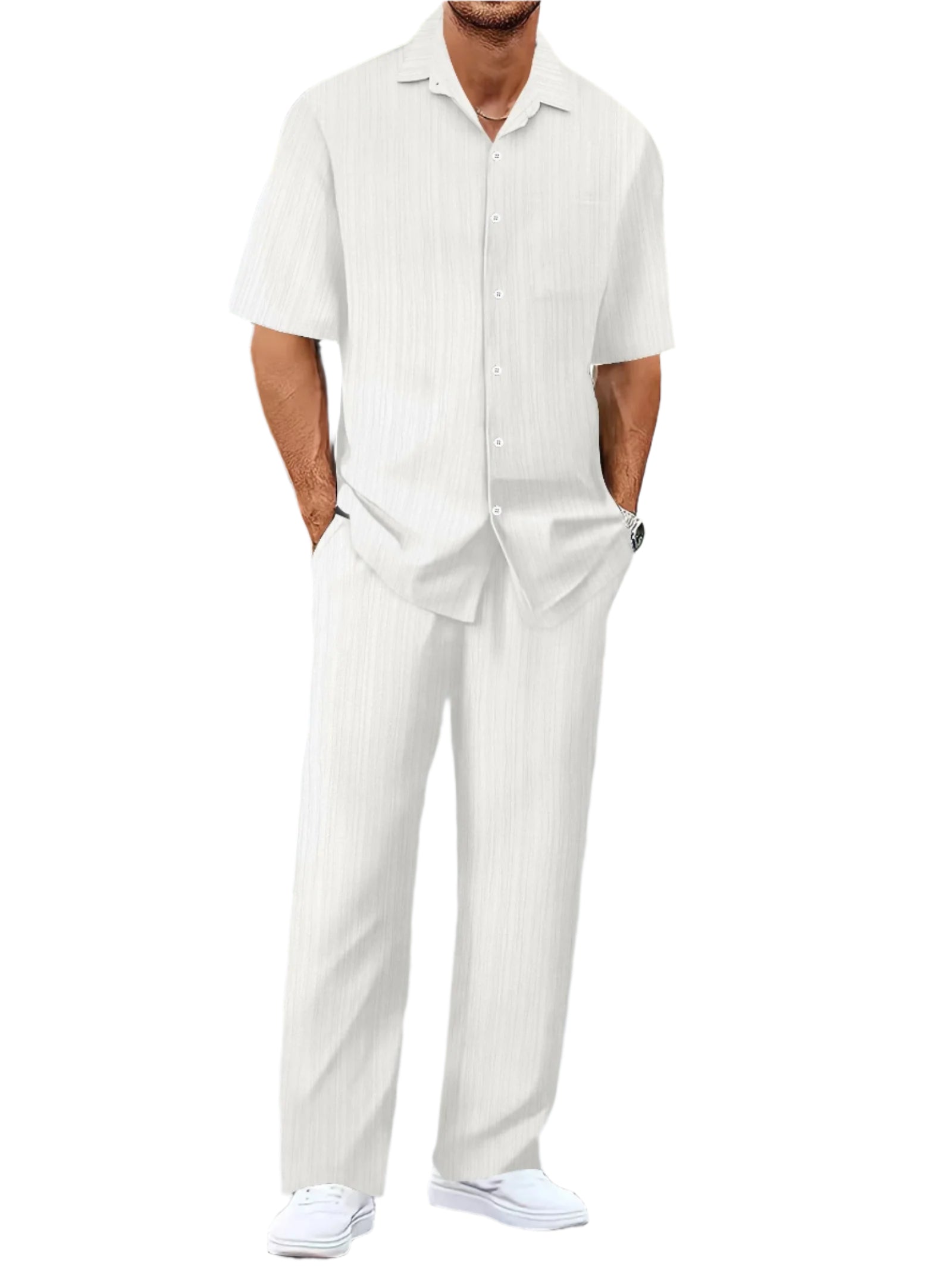 Striped skjorta och byxor för herr