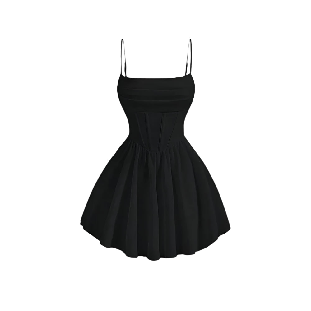Kvinnors fyrkantig hals ärmlös A-linje miniklänning