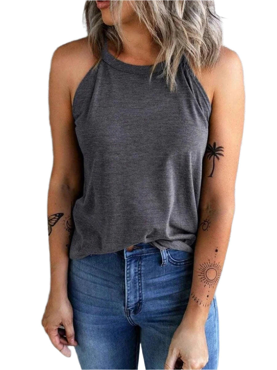 Ärmlös halterneck-linne för damer