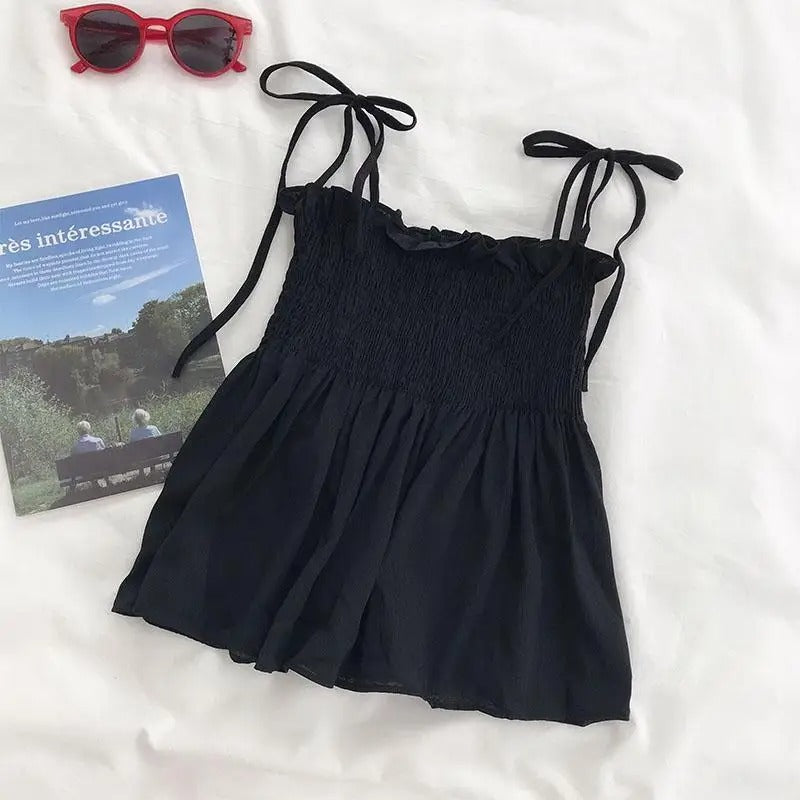 Kvinnors rosettgrimma Rygglös plisserad Crop Top