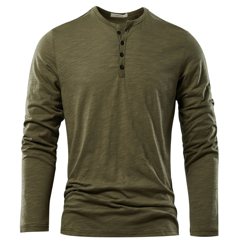 Långärmad T-shirt med Henleyhals för män