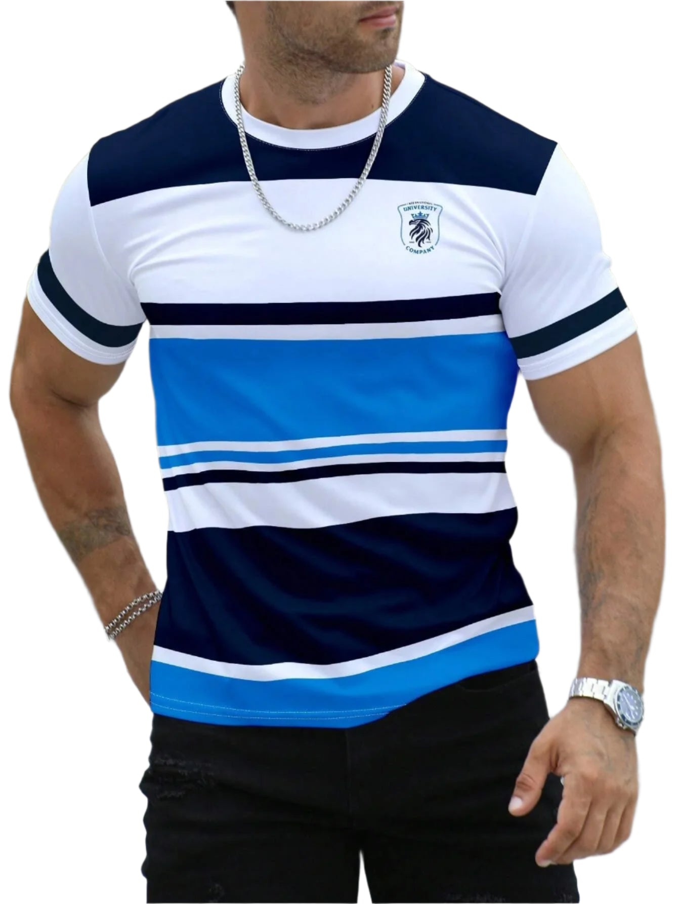 Randig Casual T-shirt för män