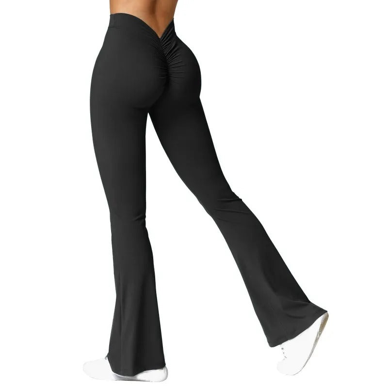 Leggings med hög midja och V-rygg för kvinnor