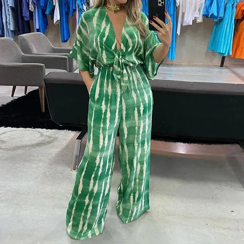 Dolmanärmad V-neckad jumpsuit för kvinnor