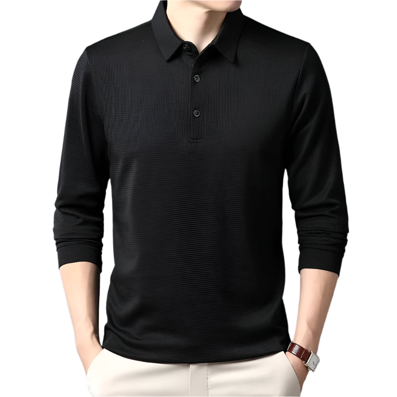 Business Casual långärmad pikétröja för män