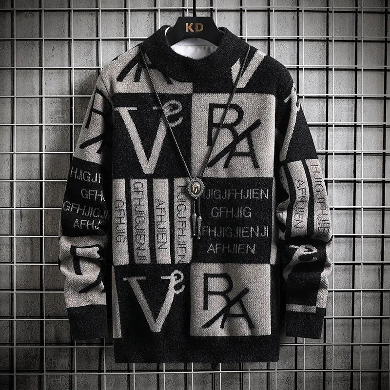 Randig rundhalsad tröja för män