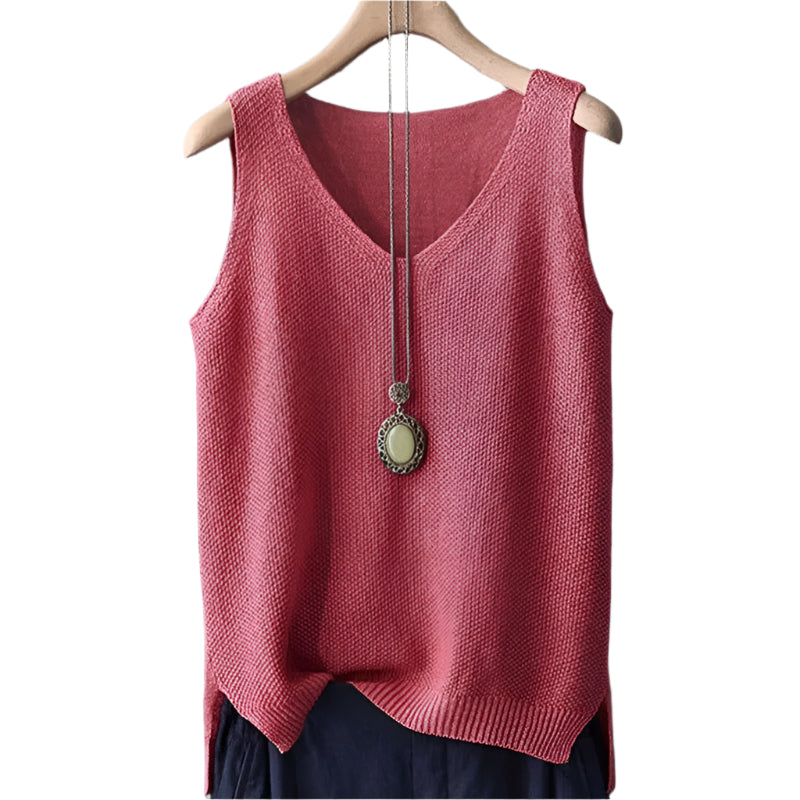 Ärmlös stickad blus för kvinnor