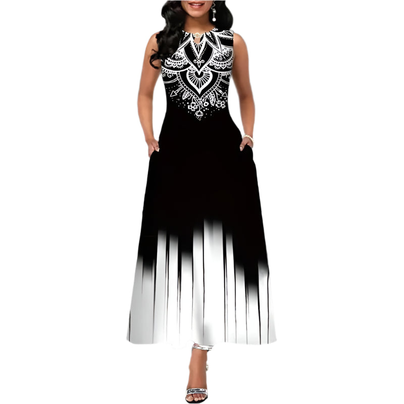 Blommig Bohemian ärmlös klänning för kvinnor