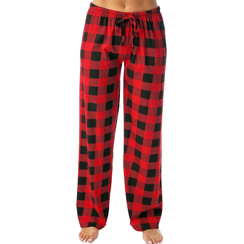 Rutig pyjamas med tryck för kvinnor