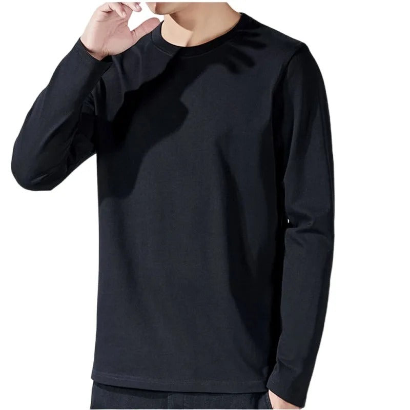 Långärmad bomulls-T-shirt för män