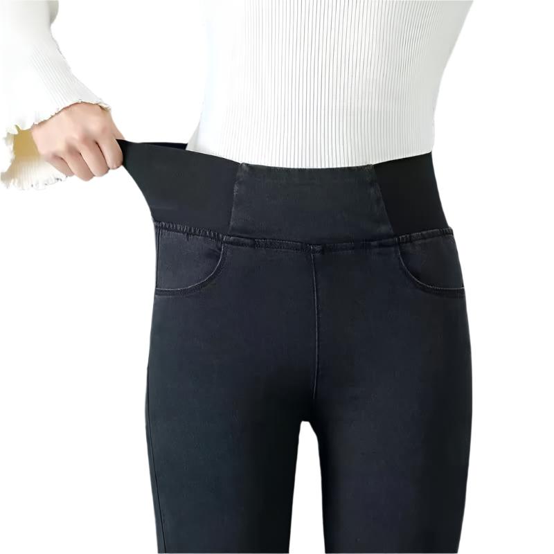 Denimbyxor med hög midja för kvinnor