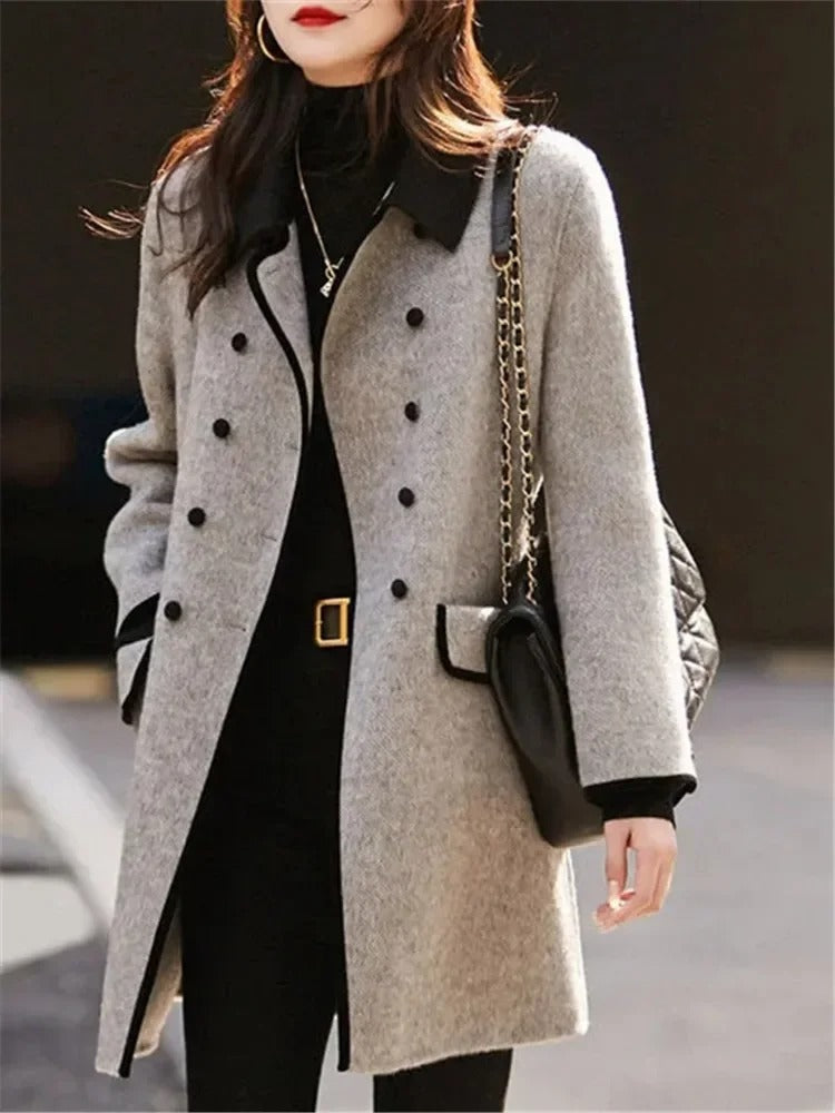 Vintage långärmad överrock för kvinnor