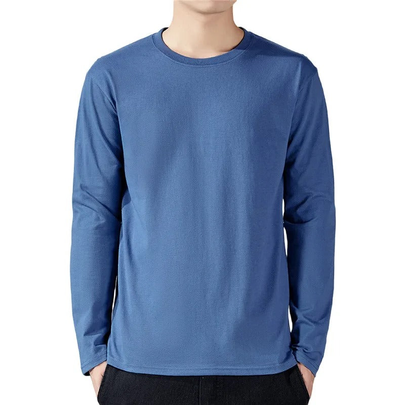 Enfärgad långärmad t-shirt för män