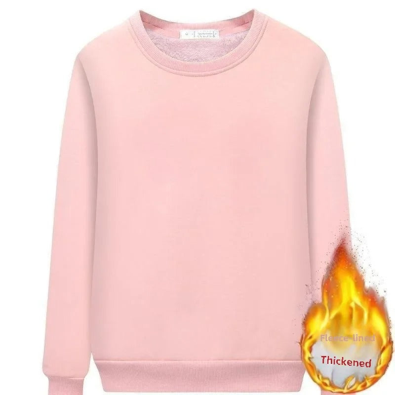 Fleecefodrad sweatshirt med rund hals för kvinnor