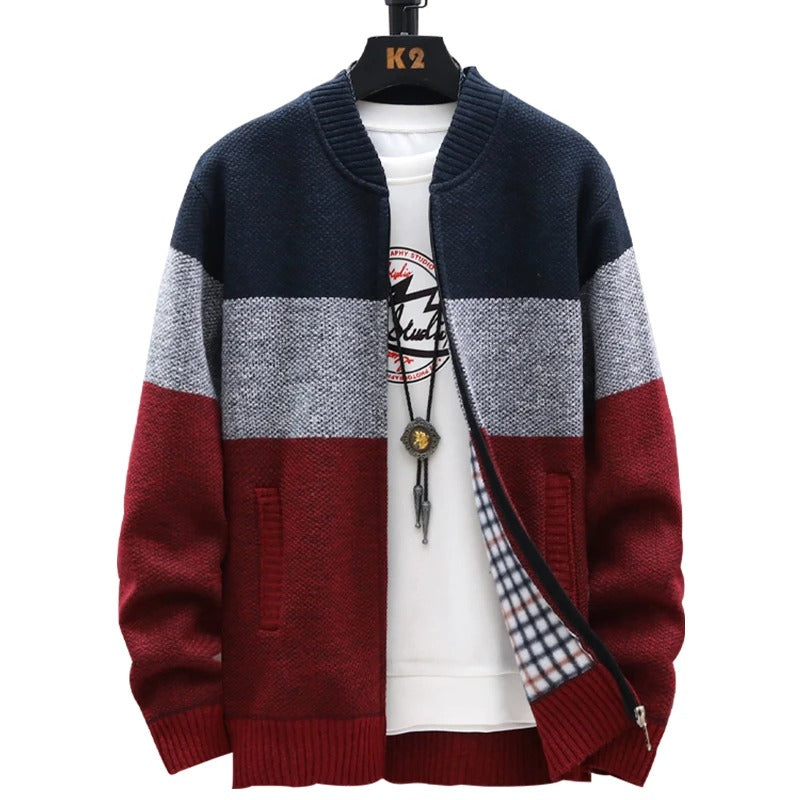 Fleece Cardigan med kontrasterande rand för män