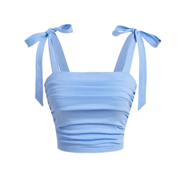 Ruffle Tie Shoulder Crop Top för kvinnor