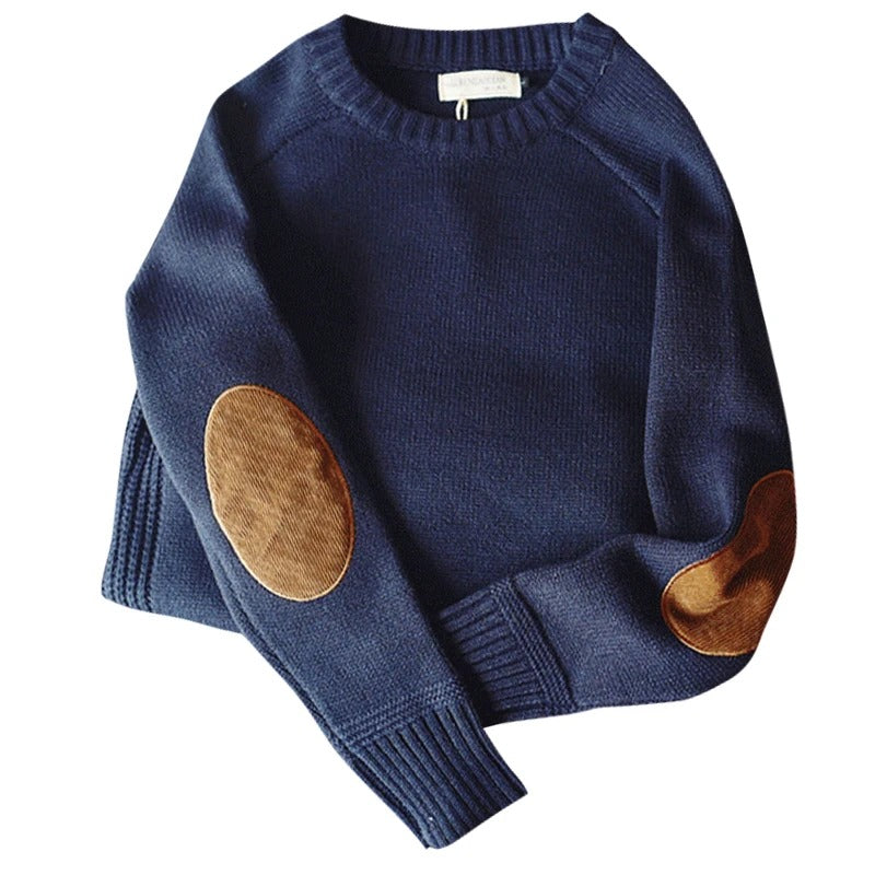 Oversized patchstickad tröja för män