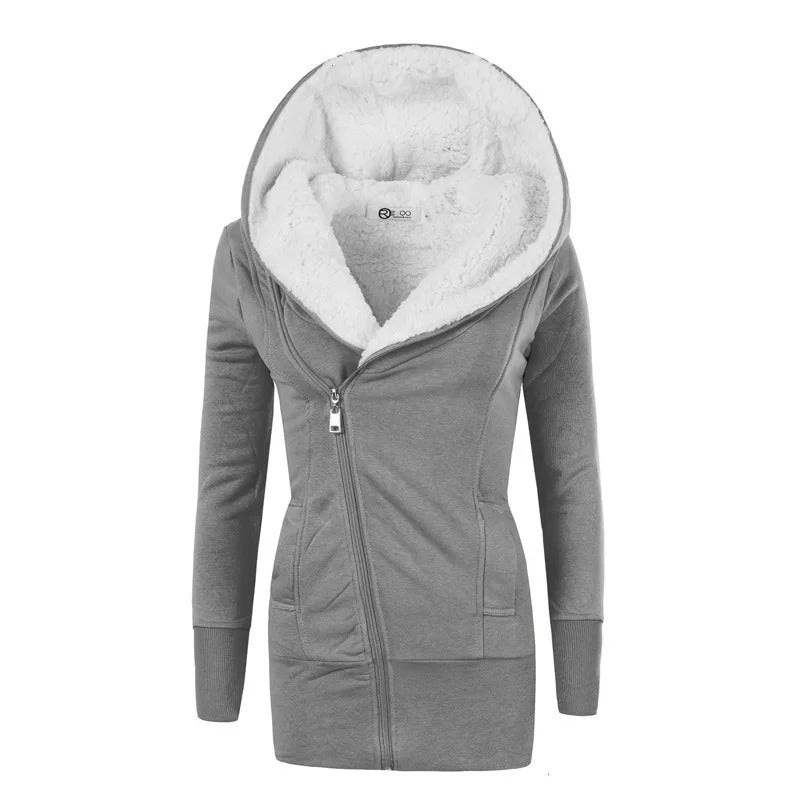 Fleece Cardigan med huva för kvinnor